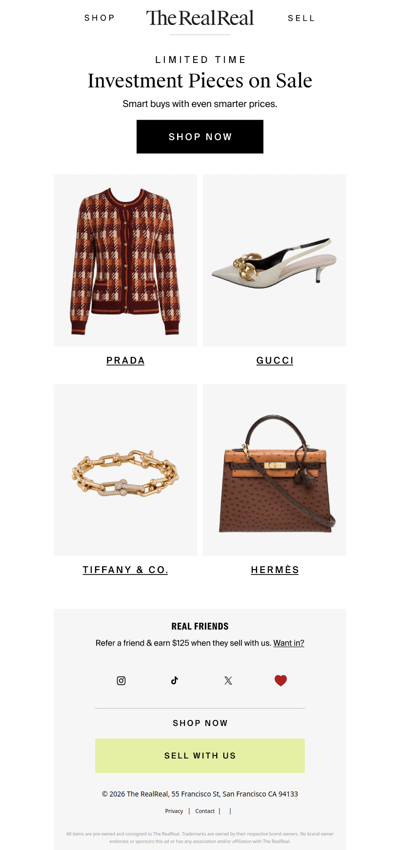 Investment pieces. On sale.