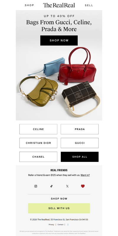 Up to 40% off bags