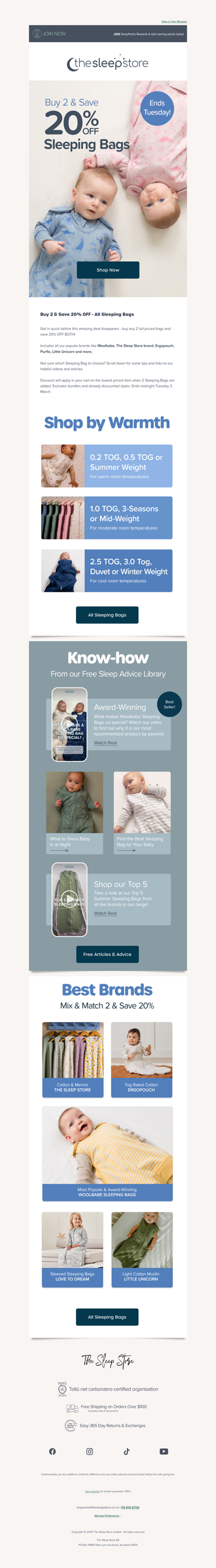 Last chance to save 20% OFF Sleeping Bags!