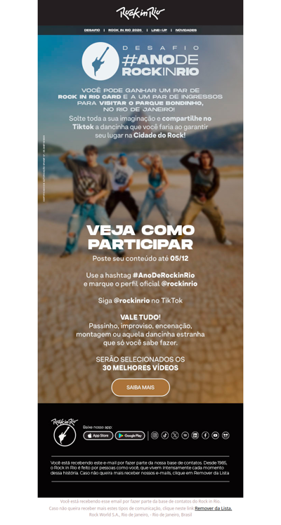 Quer ganhar um par de ingressos para o Rock in Rio?