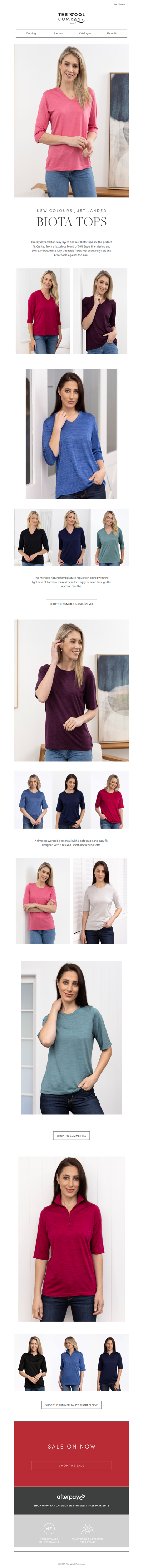 Explore Our New Biota Tops in Stunning Colours