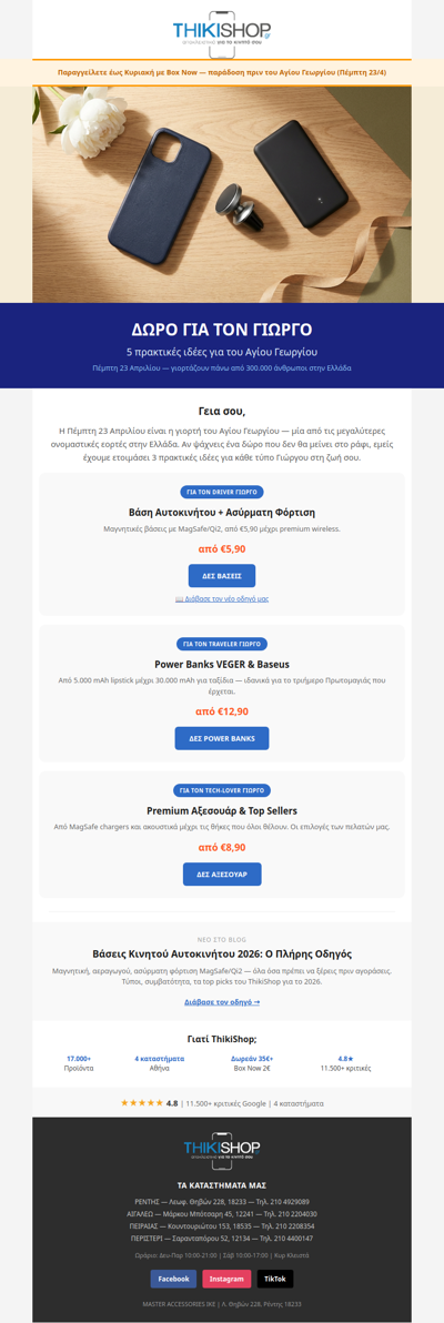 Δώρο για Γιώργο; 5 έτοιμες ιδέες