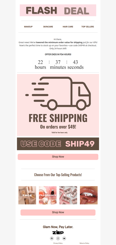 Only 24 Hours Left For Free Shipping!