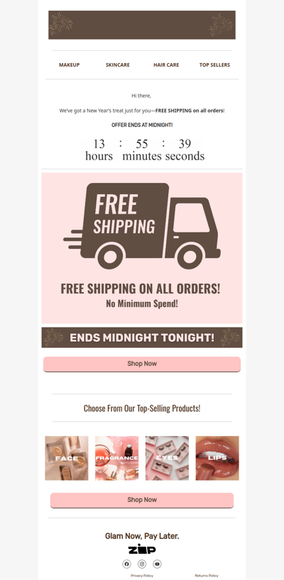 Free Shipping on All Orders! Ends Midnight!