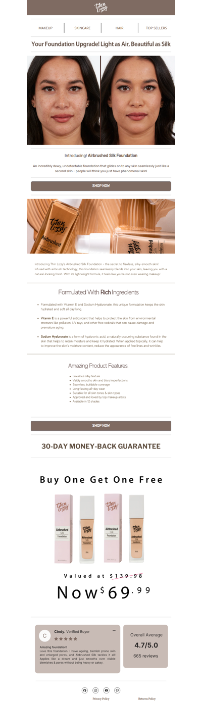 Flawless Skin Awaits: Buy One Get One Free Airbrush Silk Foundation ✨