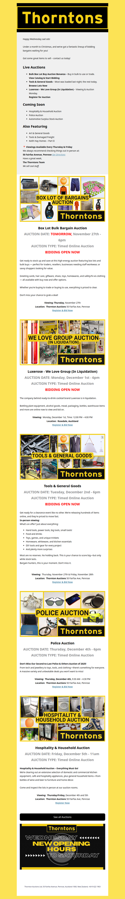 Your Weekly Call to Auction