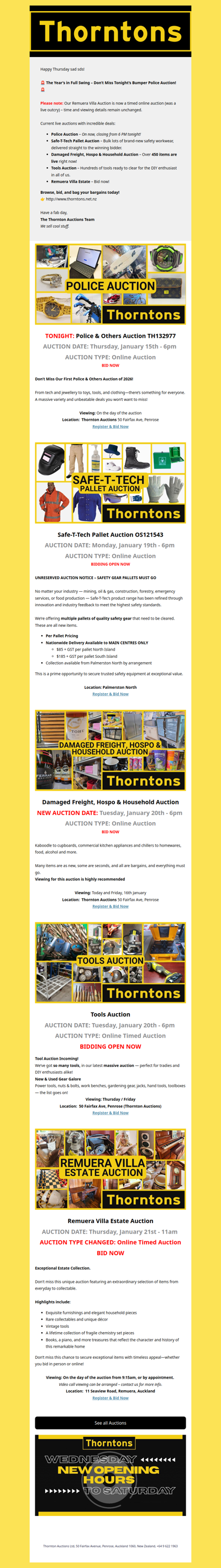 Your Weekly Call to Auction