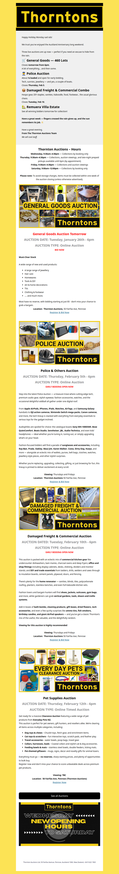 Your Weekly Call to Auction