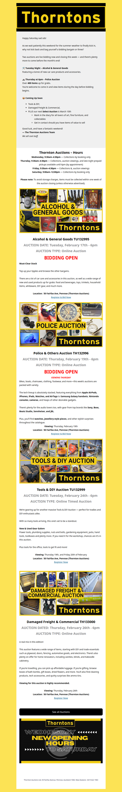 Your Weekly Call to Auction