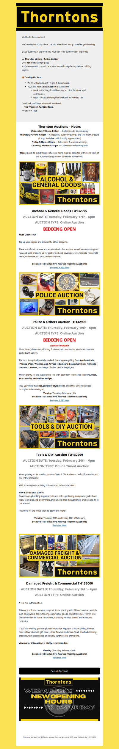 Your Weekly Call to Auction