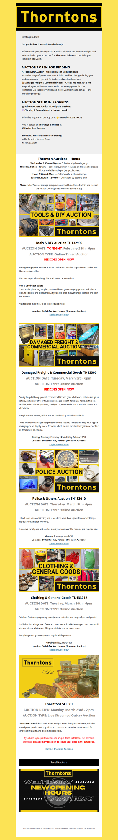 Your Weekly Call to Auction