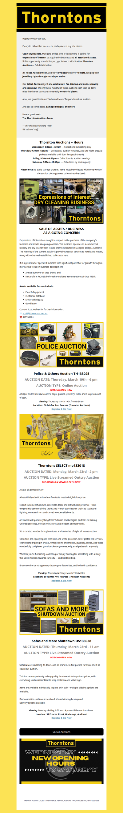 Your Weekly Call to Auction
