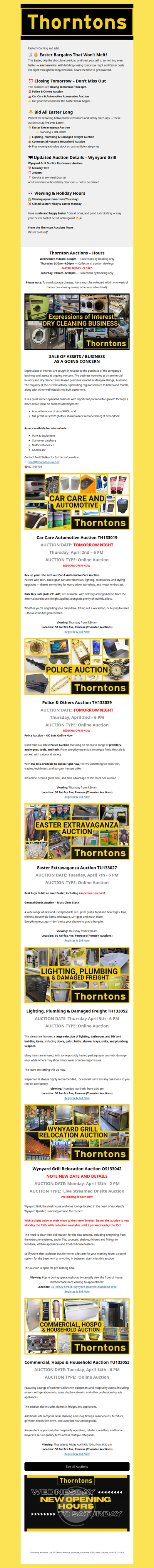 Your Weekly Call to Auction