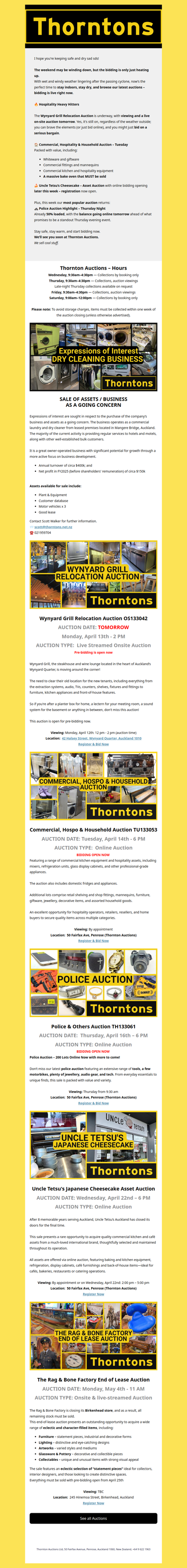 Your Weekly Call to Auction