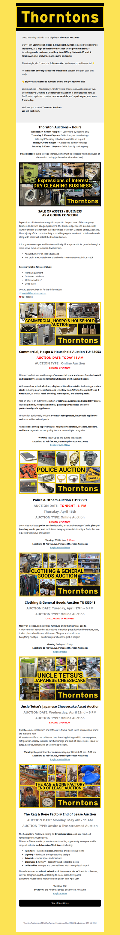 Your Weekly Call to Auction