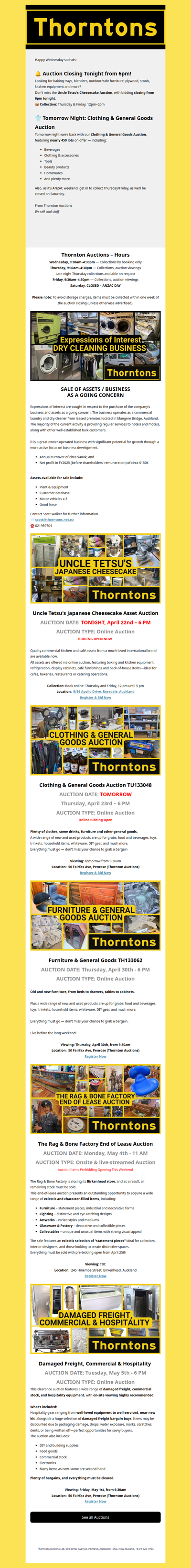 Your Weekly Call to Auction