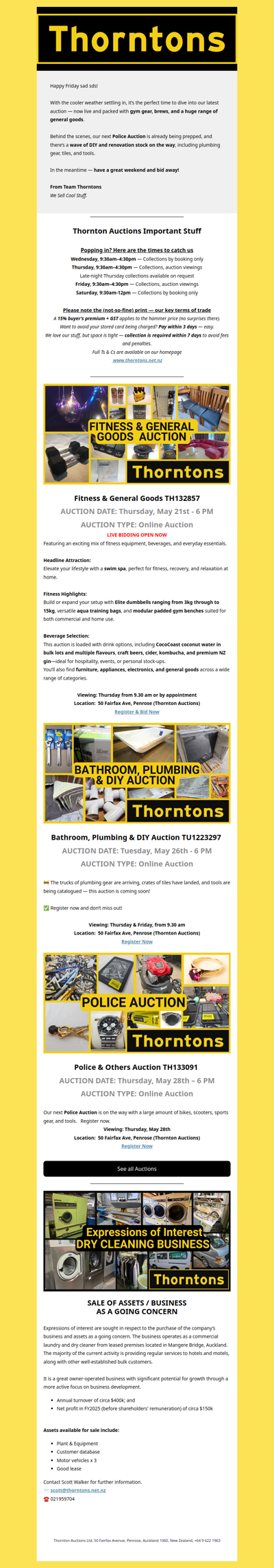 Your Weekly Call to Auction