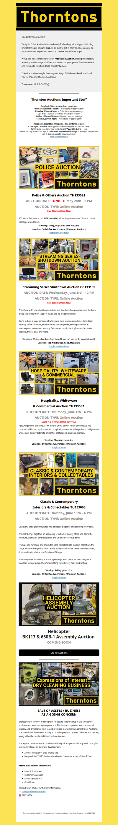 Your Weekly Call to Auction