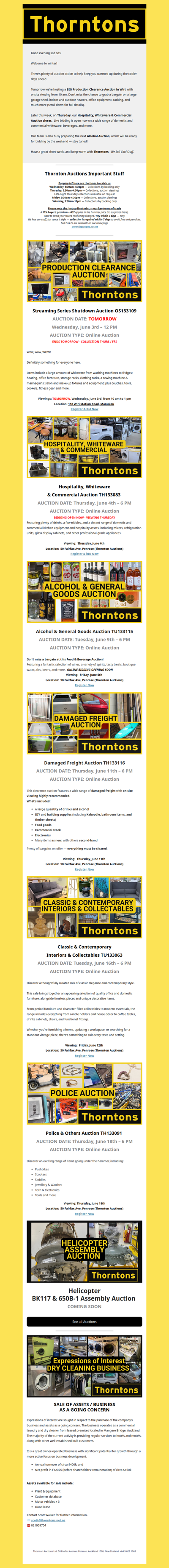 Your Weekly Call to Auction