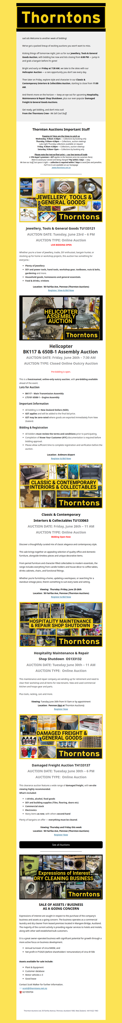 Your Weekly Call to Auction