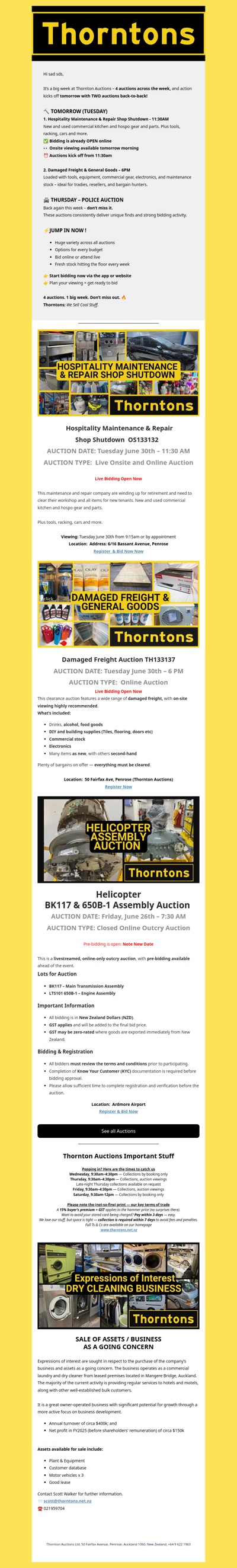 Your Weekly Call to Auction