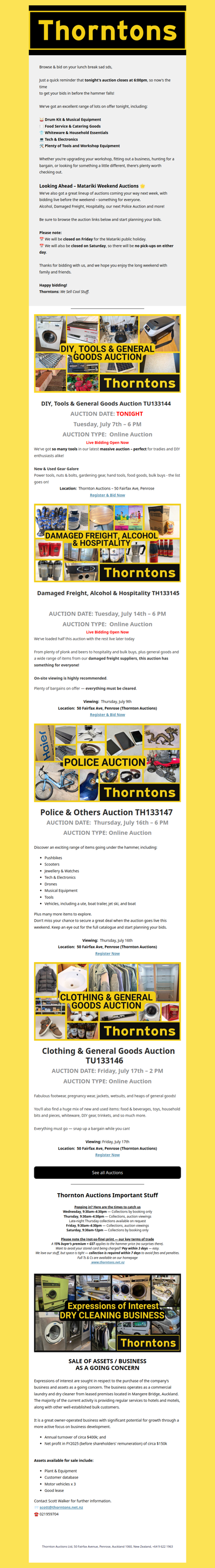 Your Weekly Call to Auction