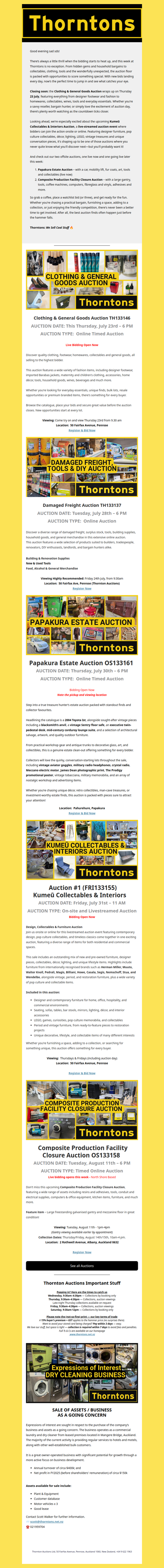 Your Weekly Call to Auction