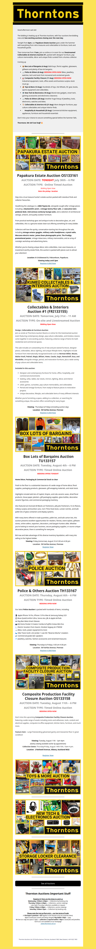 Your Weekly Call to Auction