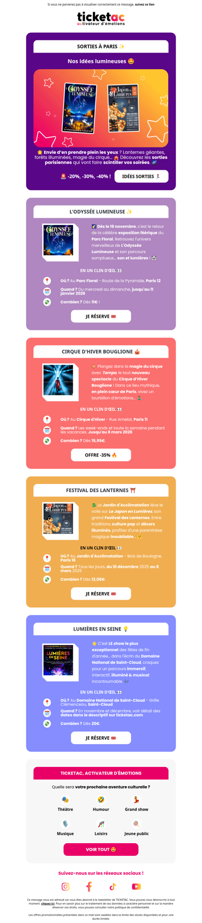 ✨ Idées sorties lumineuses à Paris !