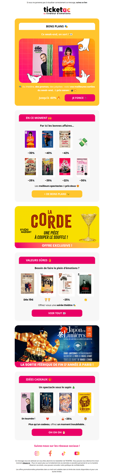 🎭 Bons Plans Spectacles : jusqu’à -60% !
