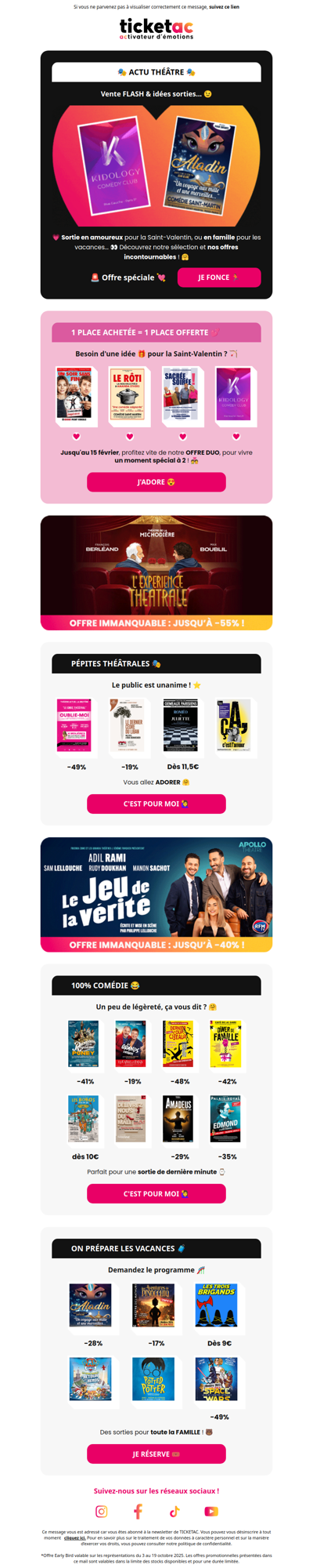 🎭 Vente FLASH & idées sorties…