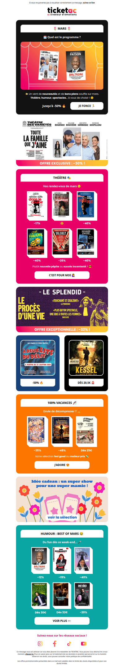 🎭 Sorties : Votre Programme de Mars !