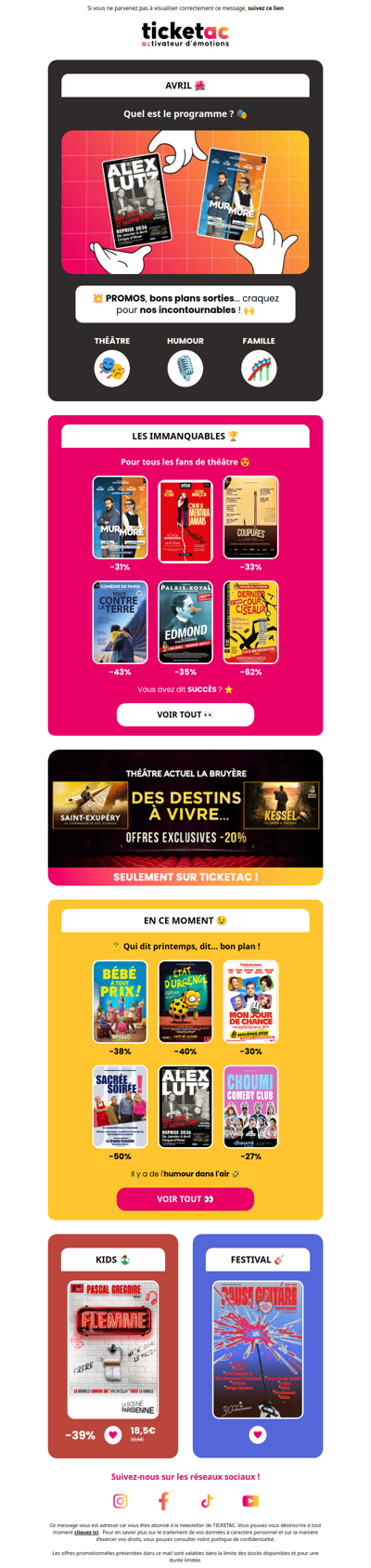 🎭 Sorties : Votre Programme d’Avril !