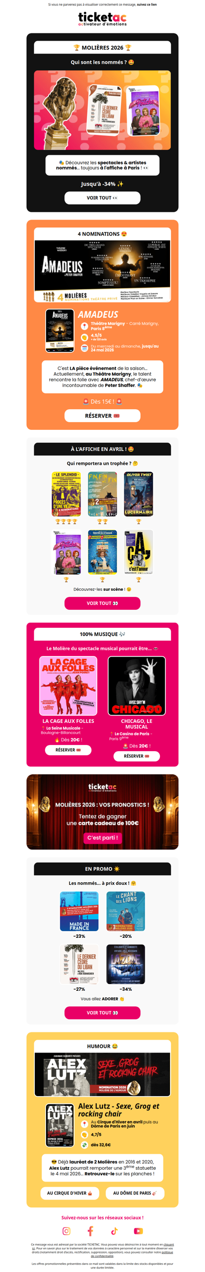 🏆 Molières : les nommés encore à l'affiche !