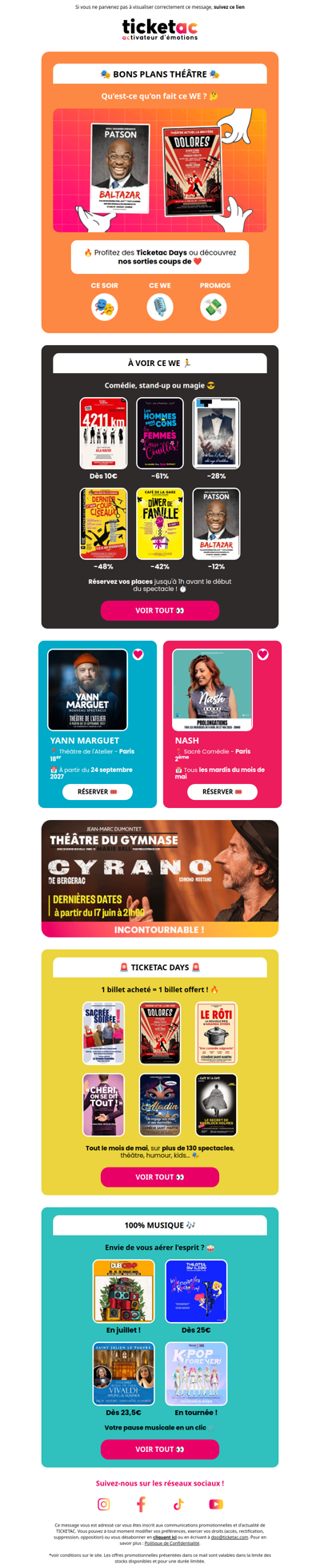🎭 Promos Théâtre & Bons plans !