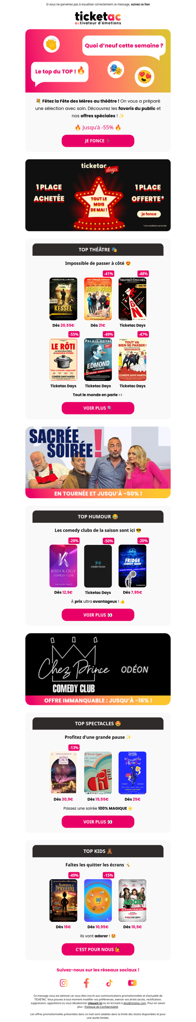 💐 Top Théâtre : Fête des mères