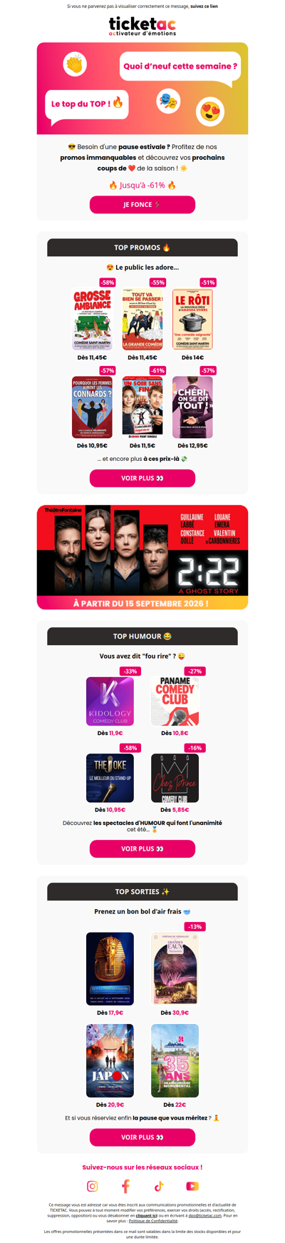 👏 Sorties : le Top de la Semaine !