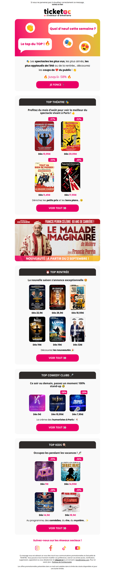 🔥 Les spectacles les plus réservés cette semaine