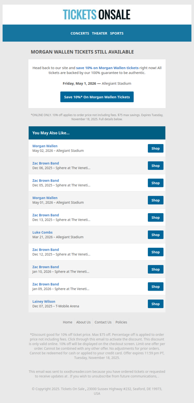 Reminder: Save 10% Now on Morgan Wallen Tickets