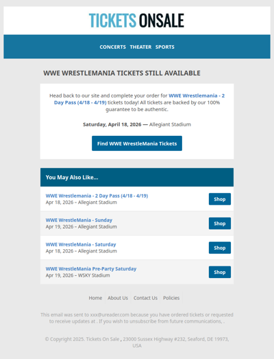Still Looking for WWE Wrestlemania - 2 Day Pass (4/18 - 4/19) Tickets?