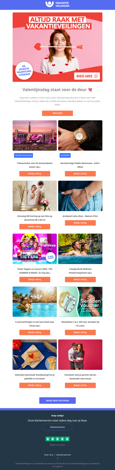 Valentijnsdag? Met VakantieVeilingen schiet je altijd raak 💘