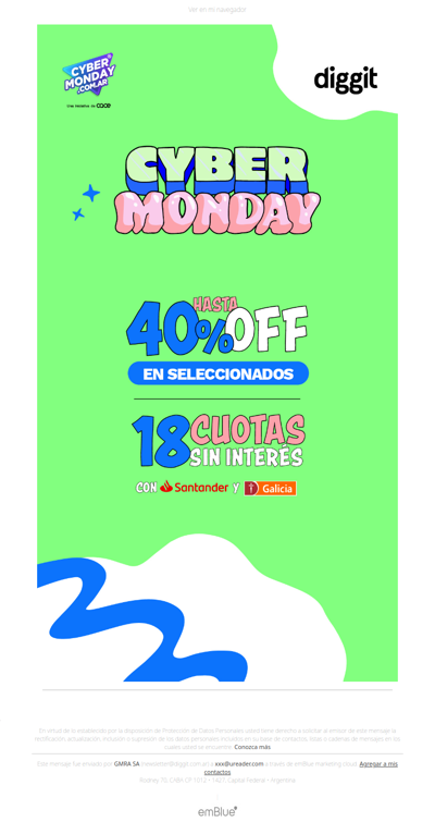 18 cuotas sin interés en Cyber ¡Hasta 40% Off en seleccionados!