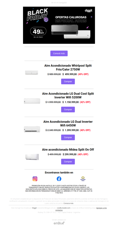 ¡Ofertas calurosas! Llegó el Black con hasta 49% OFF en Aires Acondicionados