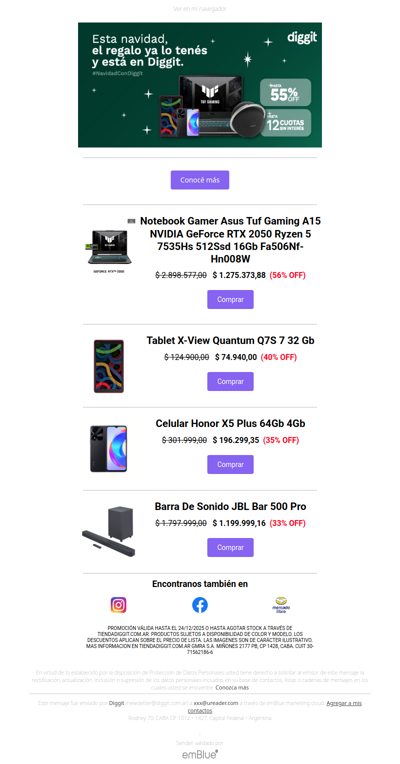 ¡Ya llega la Navidad a Diggit! Aprovechá hasta 55% OFF y 12 cuotas sin interés