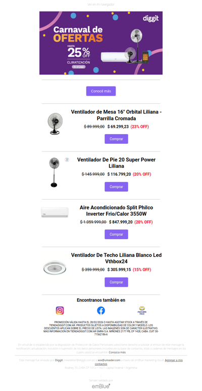 Carnaval de Ofertas de CLIMATIZACIÓN en Diggit  🔥 ❄️Hasta 25% OFF EN UN PAGO