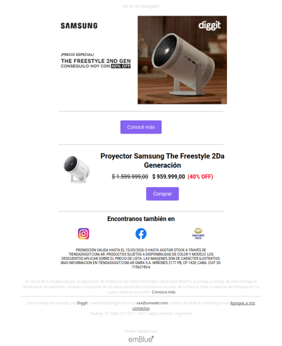 Aprovechá esta increíble oferta por TIEMPO LIMITADO 💣 Proyector Samsung The Freestyle 2nd Gen