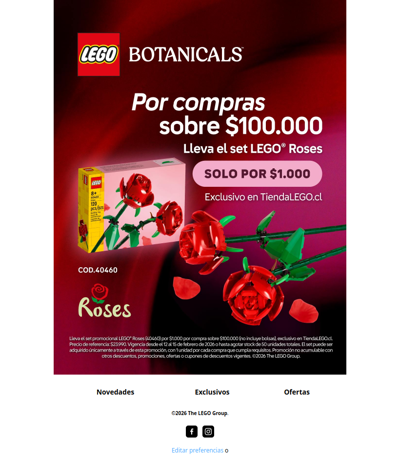Lleva el set LEGO® Roses por solo $1.000, exclusivo en TiendaLEGO.cl 🌹
