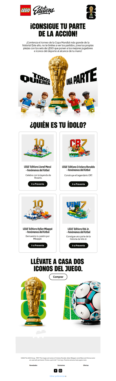 Preventa exclusiva sets LEGO® Editions ⚽🏆