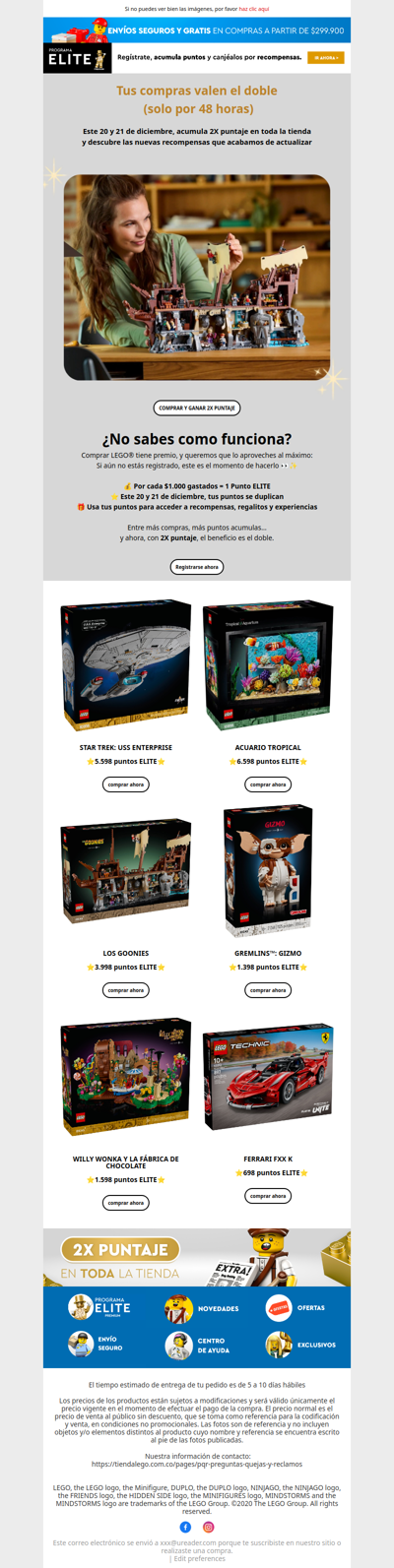 ⭐ 2X puntaje + nuevas recompensas LEGO®