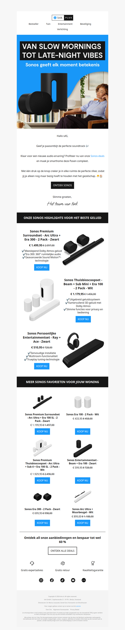 Tijd voor beter geluid: ontdek de tijdelijke Sonos Paas-deals